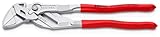 KNIPEX Zangenschlüssel, verchromt, 250 mm, greift stufenlos bis 52 mm, Feinverstellung per Knopfdruck, Schraubenschlüssel, Armaturenzange, 86 03 250