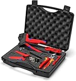 KNIPEX Werkzeugkoffer für Photovoltaik, 6-teilig, Crimpzange-Set, mit Crimpeinsatz und Kontaktaufnahme, für MC4 4/6/10 mm², MC4-Stecker, 97 91 04 V02